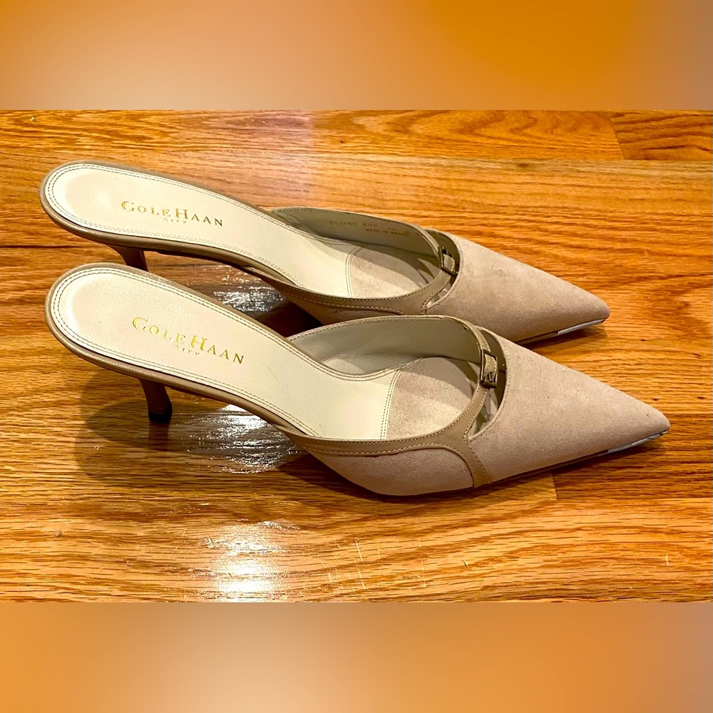 Cole Haan Pointed Toe Kitten Heel Mules